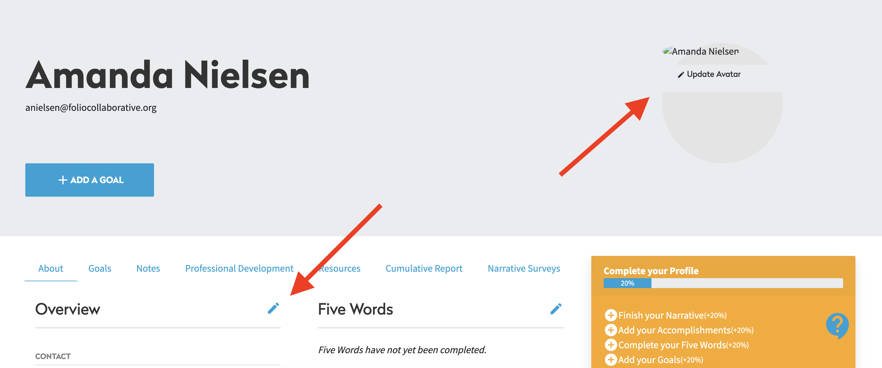 2update avatar or overview