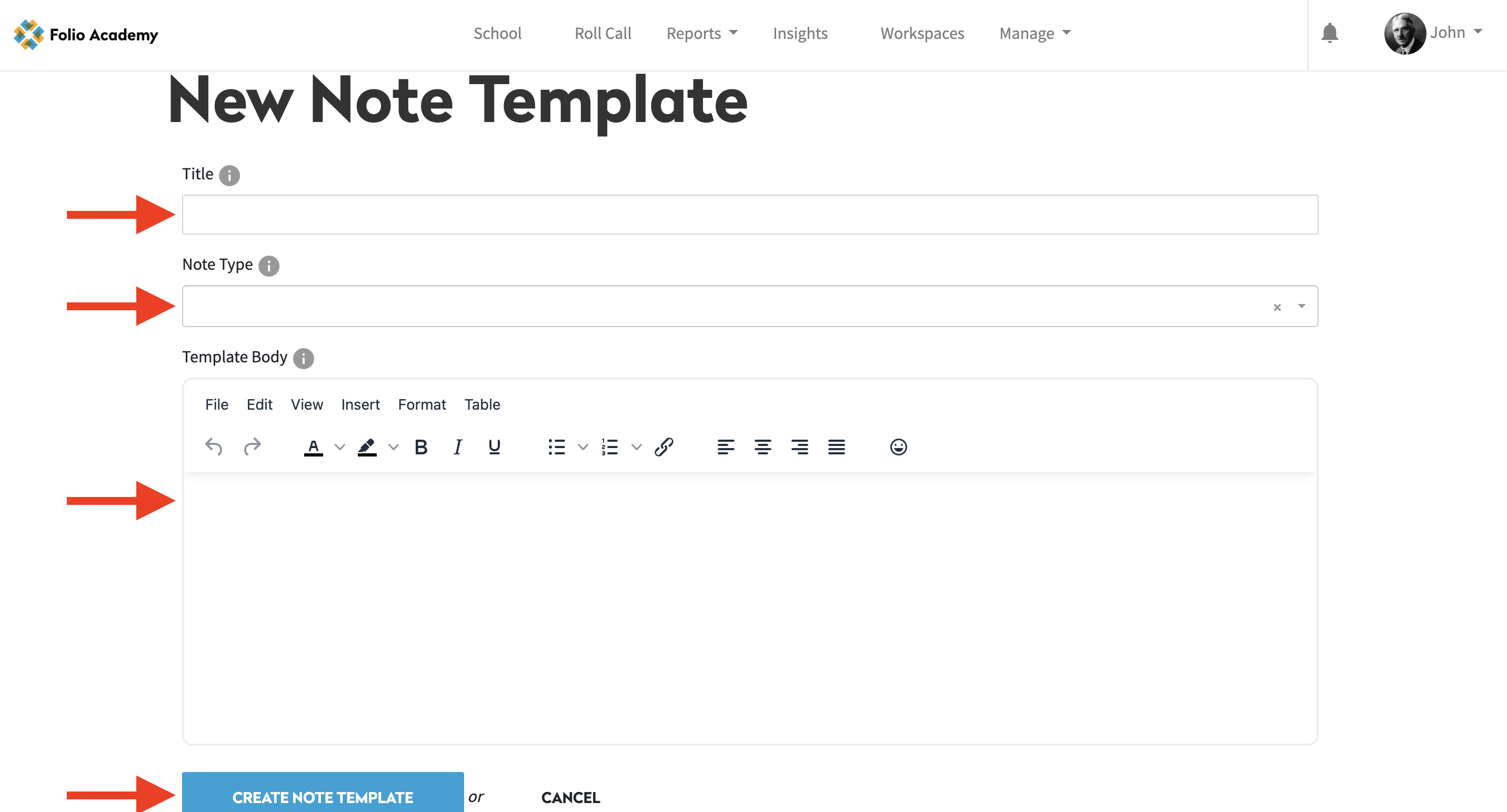 3Create Note Template