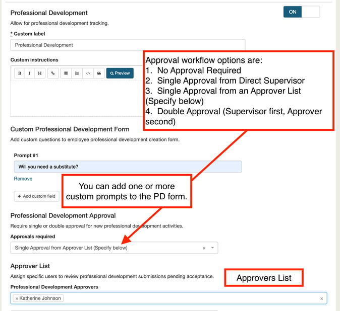 Setting Up Professional Development Approval and Custom Professional Development Form ()_image-0