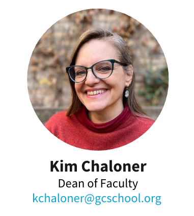 Kim Chaloner headshot and title